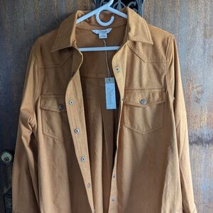 Tan Button-Up Shirt Jacket